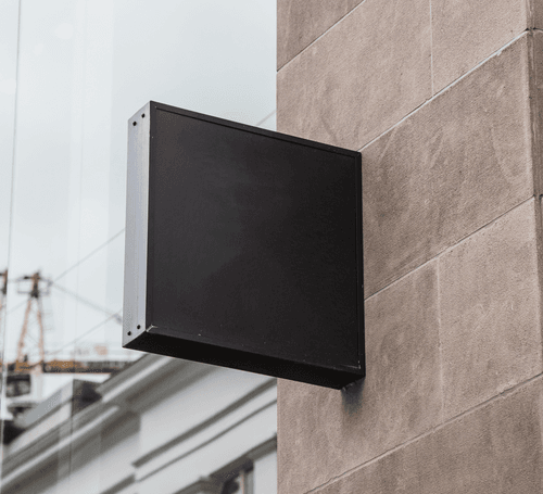 Realistic Board Store Sign Mockup