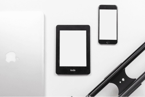 Kindle With Laptop And Iphone Mockup