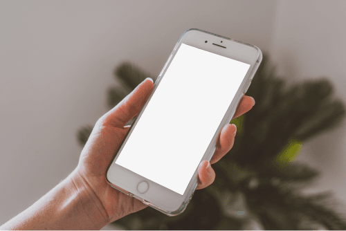 Woman Holding White Iphone Mockup
