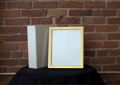 Gold Frame Mockup With Box
