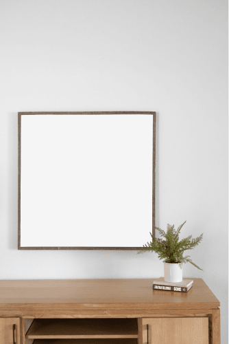 Square Frame Mockup Mounted On Wall