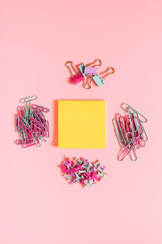 Pin Clips And Sticky Note Mockup