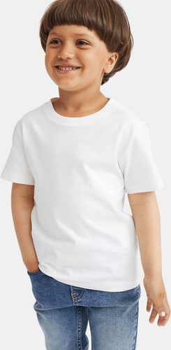 White Crew Neck Kids T Shirt Mockup