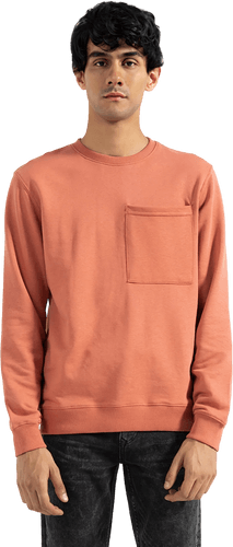 Man Crewneck Burnout Fleece Knit Sweatshirt Mockup