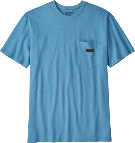 Blue Round Neck Pocket T Shirt Mockup
