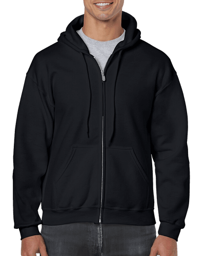 Man Black Big & Tall Full Zip Classic Fleece Hoodie Mockup