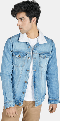 Man In Blue Denim Jacket Mockup