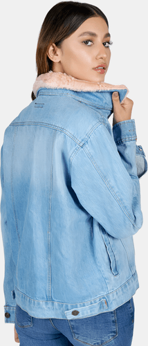 Woman's Back In Denim Jacket Mockup