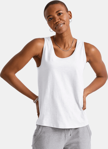 Woman Smiling In White Tank Top Mockup